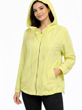 Ashley Utility Collection Neon Yellow Hooded Windbreaker Jacket Large